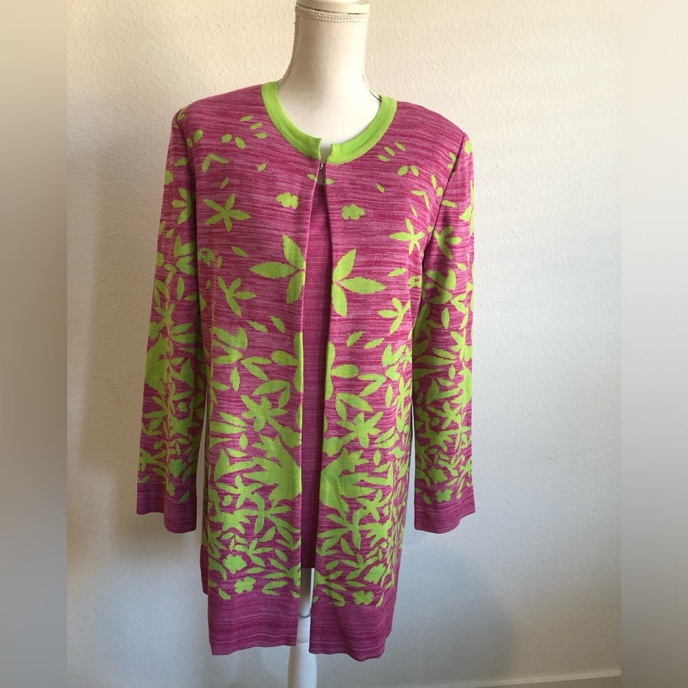 Misook Rich Pink knit Tank Top and cardigan medium